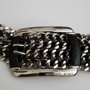 MICHAEL Michael Kors Metal and Leather Belt